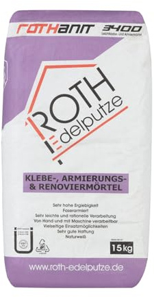 Roth Mortier adhésif et d'armature pour plâtre précieux, blanc naturel et léger, sac de 15 kg