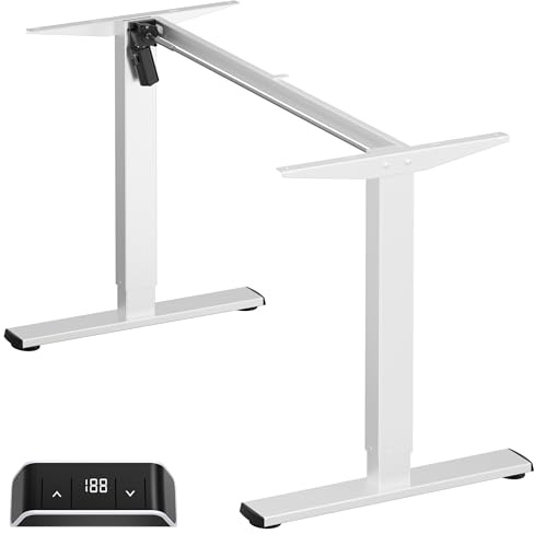 ONKRON Base Elettrica & Motorizzata per Piani di Lavoro 120-170 cm - Scrivania Regolabile in Altezza Carico Massimo 70 kg - Scrivania Elettrica Velocità di Sollevamento 25 mm/s / WDF221E-W Bianco