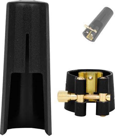 OriGlam - Legatura in pelle PU per sassofono soprano con clip di fissaggio e cappuccio in plastica per sassofono (soprano)