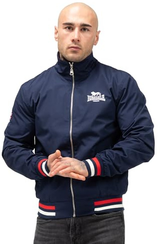 Lonsdale Chaqueta Hombre Slim Fit NEWDIGATE, Azul Marino/Blanco/Rojo, XL