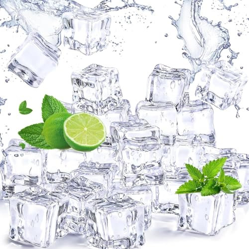 120Pz 20mm cubetti di ghiaccio artificiali,Cubetti Riutilizzabili,Ghiaccio Refrigerante in Plastica,Cubetti di Ghiaccio Finti in Acrilico Trasparente,per Bevande,fotografia e come decorazione