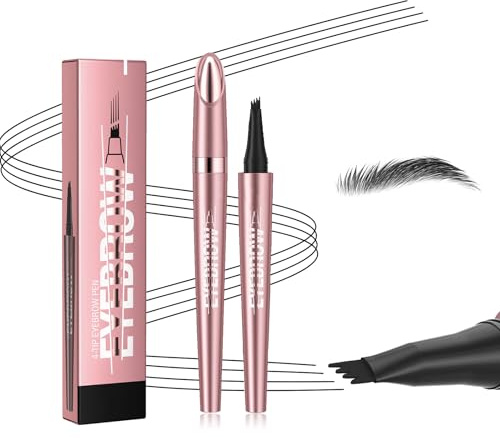 Lapiz Cejas Microblading Maquillaje de Larga Duración Eyebrow Pencil Negro 2 Piezas Lapiz Cejas Waterproof 3D Resistente al Agua Nueva Actualización 2025 Crea Naturales y Bien Definidas