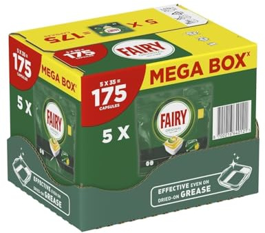 Fairy Original Allt-i-1 Diskmaskinstabletter Citron | 175 kapslar, Effektiva även på bränt fett