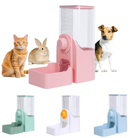 Animaux Distributeurs automatiques de Nourriture,1600ml Distributeur Automatique de Nourriture pour Lapin,Gamelles pour Nourriture et Eau,pour Petit Animal Domestique,Lapins,furets,Chats (Rose)