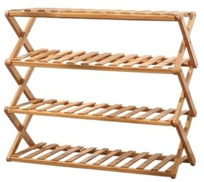 Scarpiera pieghevole in bambù – Scarpiera multistrato per ingresso soggiorno e balcone – 6 ripiani – Armadio in legno ecologico
