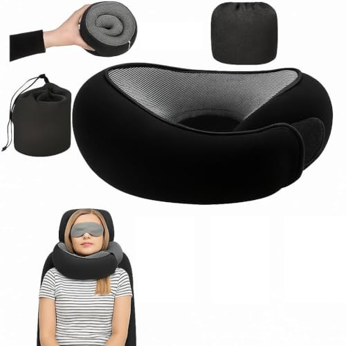 Goodbless Reisekissen für Flugzeug, Auto & Reise mit 360°-Schutz – Memory-Schaum, Verstellbar und Kompakt, mit Aufbewahrungstasche – Ergonomische Nackenunterstützung, Abnehmbarer und Waschbarer Bezug