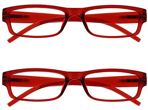 OPULIZE The Reading Glasses Company Die Lesebrille Unternehmen Leicht Komfortables Leser Wert 2er-Pack Herren Frauen RR32-Z +3, 50, Rot, 2 Stück