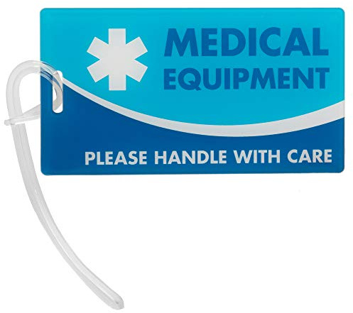 Medical Equipment ID Identification Luggage Tag | Blue | Medical Alert | Carry-On Respiratory Devices | Travel Supplies | Bag Tag | Luggage Gift