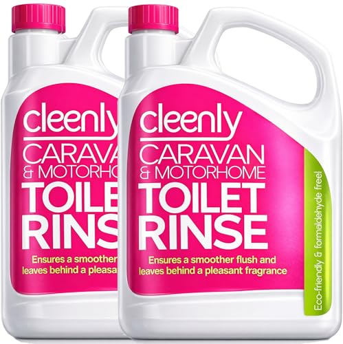 Cleenly Pink Toilet Chemical Rinse Solution Fluid Cleaner 2 x 2L for Caravan and Motorhomes - Eco-Friendly, Formaldehyde Free - Upto 40 Treatments - 4 Litres