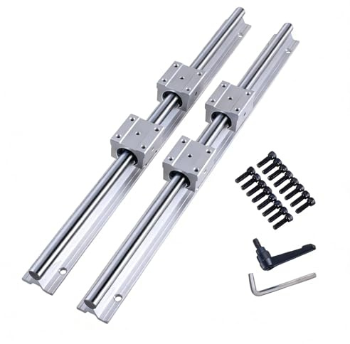 GooEquip SBR16 – 400 mm linjära skenor med 4 stycken SBR16UU-block, styrskena-kit för CNC-fräsmaskin, skruvmejslar, gör-det-själv projekt (SBR16–400 mm)