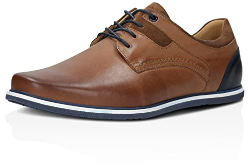 WOJAS Chaussures basses pour homme - Baskets - Chaussures de loisirs - En cuir lisse et daim fendu - Doublure en cuir - Inserts blancs - Élégantes et confortables - 10027