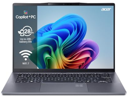 Acer Swift Go 14 AI Copilot+ PC SFG14-01 - Ordenador Portátil 14.5 WQXGA 120Hz (Snapdragon X Plus, 16GB RAM, 512 GB SSD, Qualcomm Adreno, Windows 11 Home) Gris, Teclado QWERTY Español