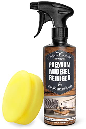 SPARSET Premium Möbelreiniger + Schwamm Holzreiniger für Möbelpflege Reinigungsmittel für Möbel, Lackoberflächen, Kunststoff, Kunstleder, Natur- u. Kunststeine, Leder URBAN FOREST 500ml