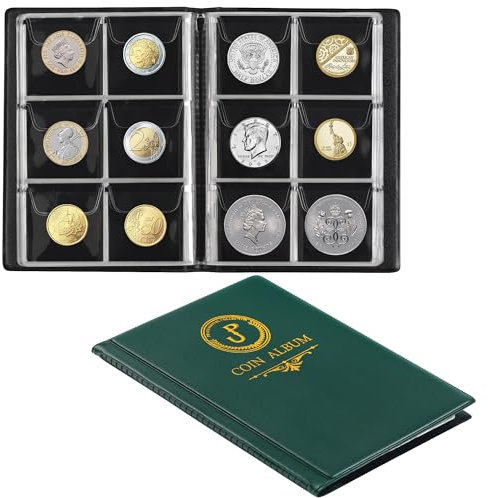 Álbum de Monedas con 60 Bolsillos, Fundas para coleccionar Monedas, Libro de colección de Monedas para centavos, Libras, 20 Peniques y 10 Peniques CS3706GR