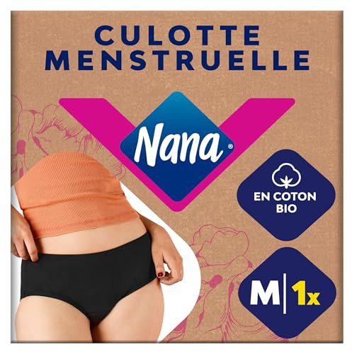 Nana Culotte Menstruelle Lavable Coton Bio - Flux Abondant - Noir - Coupe Hipster - M x1