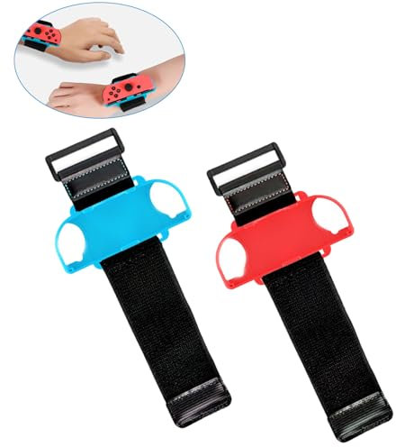 ARTGUTS 2 Stück Armbänder für Just Dance 2025 2024 & Zumba Burn It Up - Verstellbares Joy-con Armband für Nintendo Switch/Switch OLED (Rot & Blau)