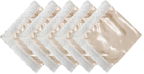 5pc 26'' lap scarf silk feeling fabric lap scarves with lace trims lap handkerchief lap covers lap skirts for women in church (beige)