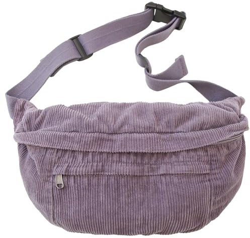 Bauchtasche Damen Herren Cord groß Crossbody Bag Brusttasche Gürteltasche Hüfttasche Umhängetasche für Reisen Schule Arbeit und den täglichen Gebrauch Geschenke, Lila