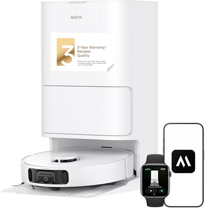 Mova E40 Ultra Robot Vacuum and Mop, 19,000Pa Suction, Extenable & Liftable Mop, All-in-One Station, Auto-Empty, Auto Washing & Hot Air Drying, 360°Obstacle Avoidance, App & Voice Control