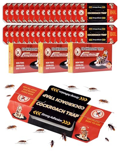 30 Unidades de Trampas para Cucarachas y Insectos, Trampa No Tóxica e Inodora para Eliminar Plagas en Casa, Cocina, Baño, Salón, Armario y Oficina, Protege a los Niños y Animales Domésticos