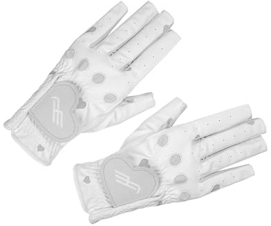 rongweiwang Guanti da golf da donna morbidi e resistenti con design a forma di cuore, traspiranti e traspiranti. I fori multipli senza dita rendono questi guanti più, Grigio, Digitare 22