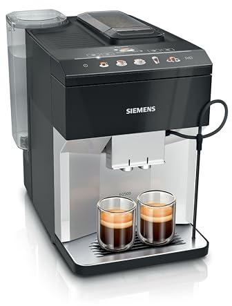 SIEMENS EQ500 Fully Automatic Bean to Cup Coffee Machine with coffeeSelect Display, oneTouch DoubleCup, 9 Coffee Beverages, autoMilk Clean, TP515GB1, Silver/Piano Black
