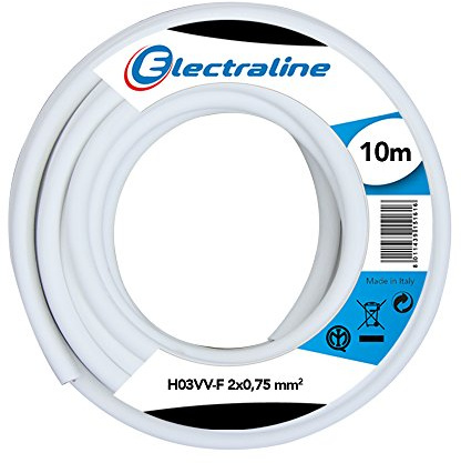 Electraline 11181 Cavo per prolunghe ed elettrodomestici H03VV-F Sezione 2x0,75 mm² - 10 m - bianco