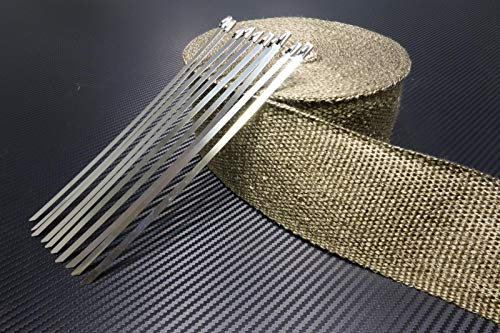 Schlauchland 5m Titan Hitzeschutzband 75mm 1400°C + 10 Kabelbinder Auspuffband Thermoband Krümmerband Heat Wrap Basaltfaser Isolierband Hitzeschutz