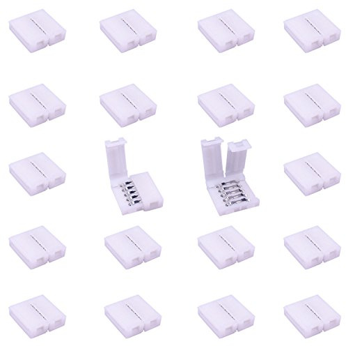 LitaElek 20pcs LED Strip Connector 5 Pin Conector Tira LED RGBW 5050 Conector Rápido Banda LED Adaptador 5 Pines Conector Cinta LED 5 Conductores Sin Soldadura para 10mm de Ancho RGBW LED Strip