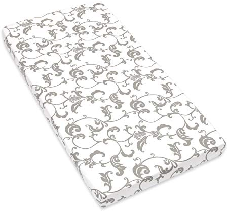 Amilian Spannbettlaken Spannbetttuch für Babybett Kinderbett 60x120 cm, 70x140 cm, 100% Baumwolle, fürs Baby, Baby Bettwäsche Größe: 140x70 cm, Muster: Retro Grau auf Weiß