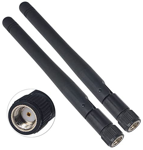 BOOBRIE 2 * 2.4Ghz 2Dbi RP-SMA Maschio Antenne a banda B/G/N omnidirezionali Segnale WiFi per router di rete wireless/Booster WiFi/Telecamera di sicurezza WiFi/Adattatore USB/Adattatore PCI