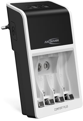 ANSMANN Akku-Ladegerät für NiMH Micro (AAA), Mignon (AA), 9V Block Akkus – Automatik Batterieladegerät mit Perfect-7-Ladetechnologie, Schnellladefunktion & Entladefunktion – Comfort Plus