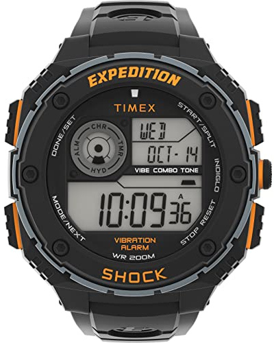 Timex Men's Expedition Vibe Shock 50mm Quartz Resin Strap, Black, 22 Casual Watch (Model: TW4B242009J)
