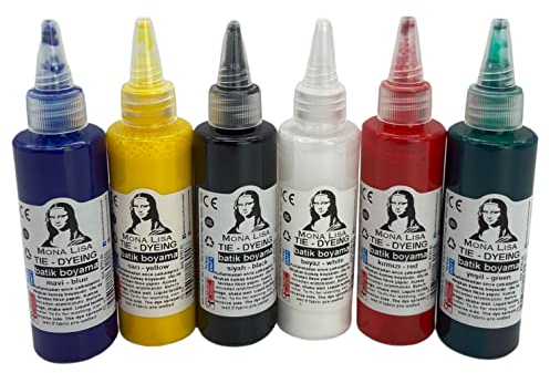 Batik Farben für T-Shirts. Batikfarben-Set 6x70 ml. Stofffarben-Set 6 Farben je 70ml. Tie-Dye Farben. Stofffarbe, Stoff Malfarben, Textilfarben, Tie-Dye, Textilmalfarben 6 x 70ml. Kinder Damen Herren
