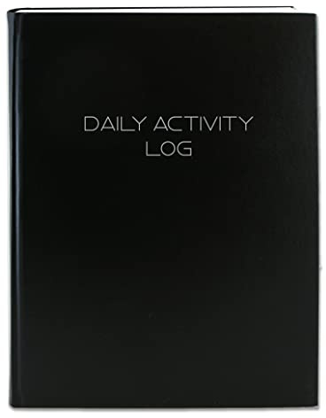 BookFactory Daily Activity Log Book / 365 Day Logbook (384 Pages) / 365 Page Productivity Diary, Black Cover, Section Sewn Hardbound, 8 7/8'' x 11 1/4'' (Made in USA)
