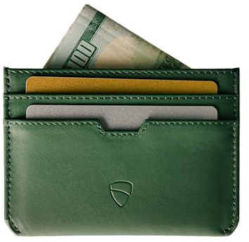 Vaultskin MOORGATE Slim Card Holder - Minimalist Leather Wallet, RFID Blocking Sleeve, Fits Front Pocket, for Men and Women (Hunter Green)