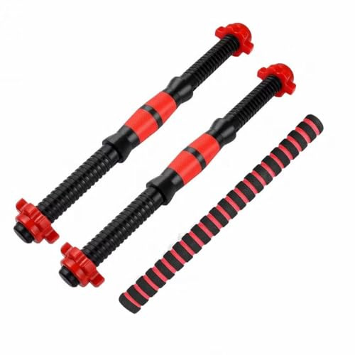 Lot de 3 barres d'haltères, 51 cm + bielle de 40 cm + 4 écrous pour haltères d'un diamètre de 25 mm avec filetage et poignées antidérapantes