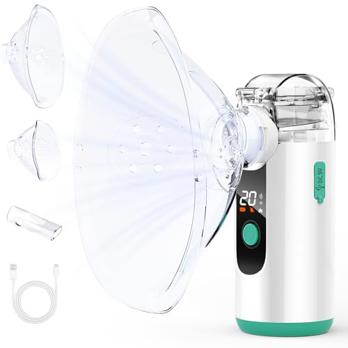 HITHINKMED Inhalateur Nébuliseur pour Adultes et Enfants, Aérosol portable silencieux aérosol silencieux, machine à aérosol à ultrasons adultes, 3 modes réglables, USB-C rechargeable avec affichage