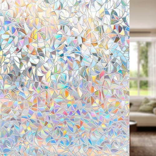 Vinilos para Cristales Ventanas 45 x 200 cm Efecto Esmerilado, Anti-UV, Privacidad Total, Fácil de Instalar Fensterfolie Blickdicht Fensterfolie para Baño Cocina Oficina, Luna Creciente