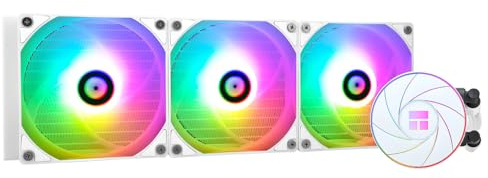 TR-Thermalright AQUA ELITE 360 White, Enfriador líquido para CPU, Refrigeración AIO de 360mm, 3 ventiladores PWM de bajo ruido con ARGB, Para AMD AM4/AM5, Intel LGA1851/1700/115x/1200,Blanco
