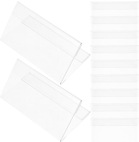 WEKADRIN Porta Carteles de Mesa Transparente 12x6 Cm Plástico Pet Doble Cara para Oficina y Eventos 10 Unidades Tarjetas de Nombre para Escritorio y Reuniones