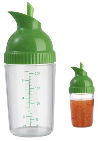 Licsaliwe Shaker per condimenti per insalata trasparente da 200 ml con bilancia e beccuccio, bottiglia di miscelazione per salse e condimenti