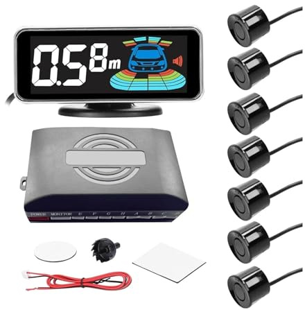 Parkeringssensorer Backradar För Bil Med 8/4 Parkeringssensorer Och LCD avståndsdisplay Ljudvarningssummer(Black 8pcs)