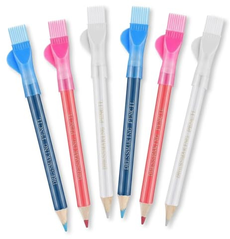 Yonfas 6 Pcs Fabric Pencil, 3 Colors Tailors Chalk Set for Sewing, Quilting, Dressmaking, Crafting, and Pattern Making