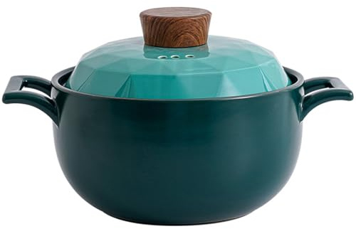 Keramisk gryta, Små kopparkastruller med lock, värmebeständig lera, soppa(3.5L/3.2Quarts)