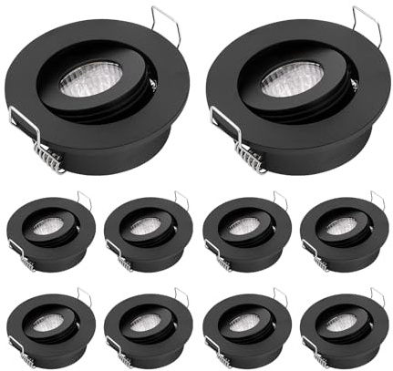 Paquete de 10 focos LED empotrables de techo con giro de 30° COB Spot 3W + controlador 3000K blanco cálido