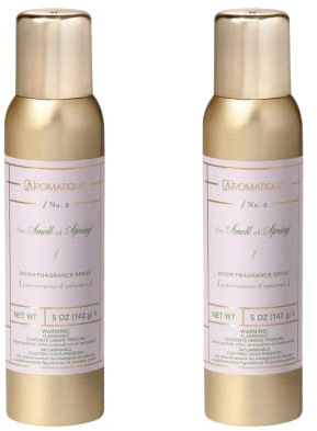 Aromatique The Smell of Spring Aerosol Room Spray Set of 2 - Home Fragrance, Long Lasting Room Air Freshener Home Spray Deodorizer Xmas Christmas Gifts Notes of Hyacinth, Jasmine, Rose, Vanilla 5oz