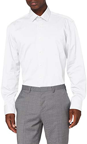 JP 1880 Camisa de Negocios para Hombre, no Necesita Planchado, 1/1, Camisa CF, Blanco Nieve, 4XL, Blanco Nieve., XXXXL