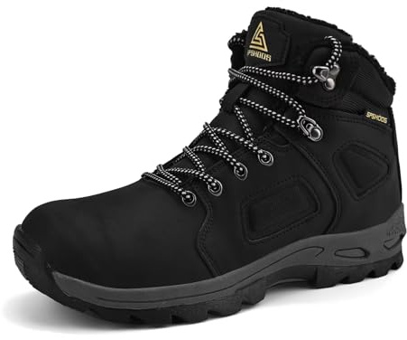 SPSHOOS Stivali da Neve Uomo Inverno Impermeabili Trekking Scarpe Outdoor Pelliccia Sneakers Nero 45
