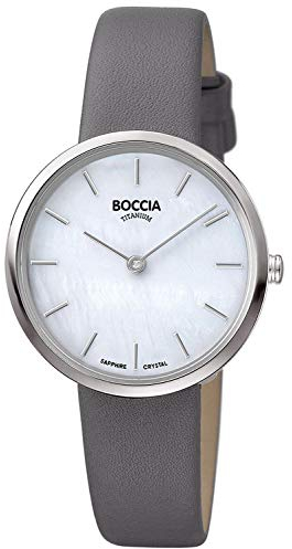 Boccia Damen Analog Quarz Uhr mit Leder Armband 3279-07